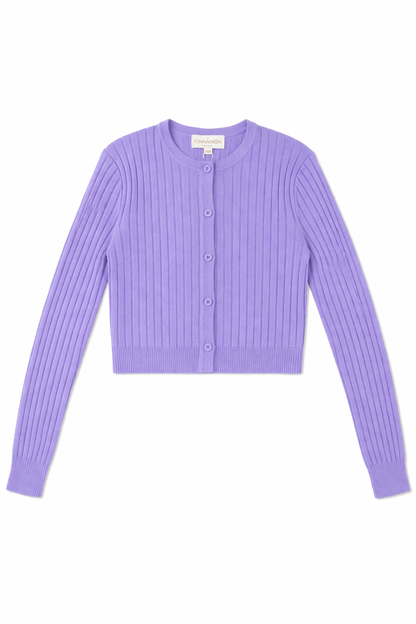 CINNAMON RIBBED CROPPED CARDI