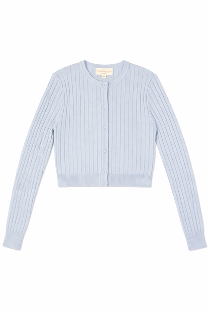 CINNAMON RIBBED CROPPED CARDI