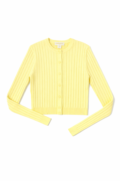 CINNAMON RIBBED CROPPED CARDI