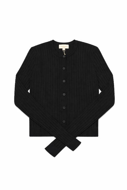 CINNAMON RIBBED CROPPED CARDI