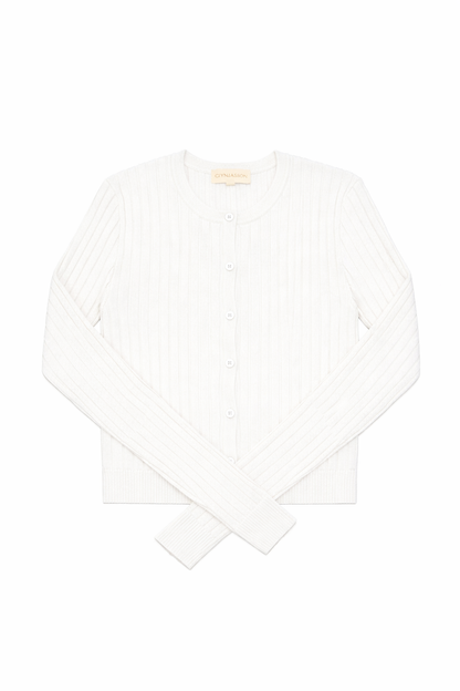 CINNAMON RIBBED CROPPED CARDI