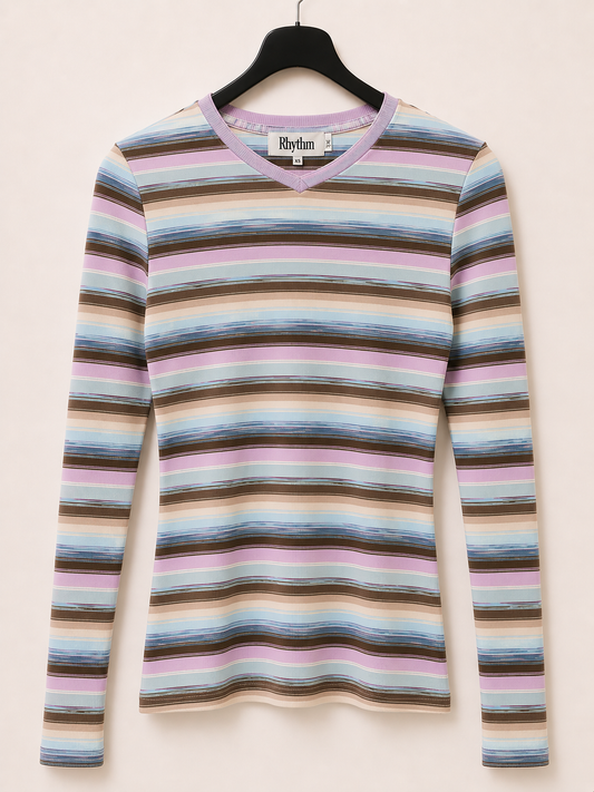 RHYTHM V-NECK STRIPED TEE
