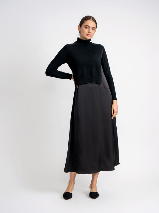 SATIN TURTLENECK DRESS