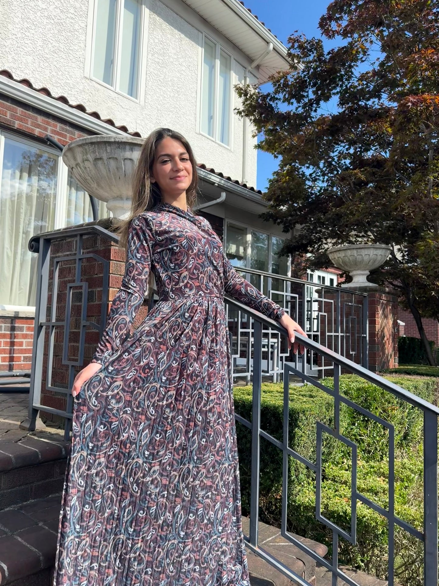 PAISLEY PLEAT DRESS