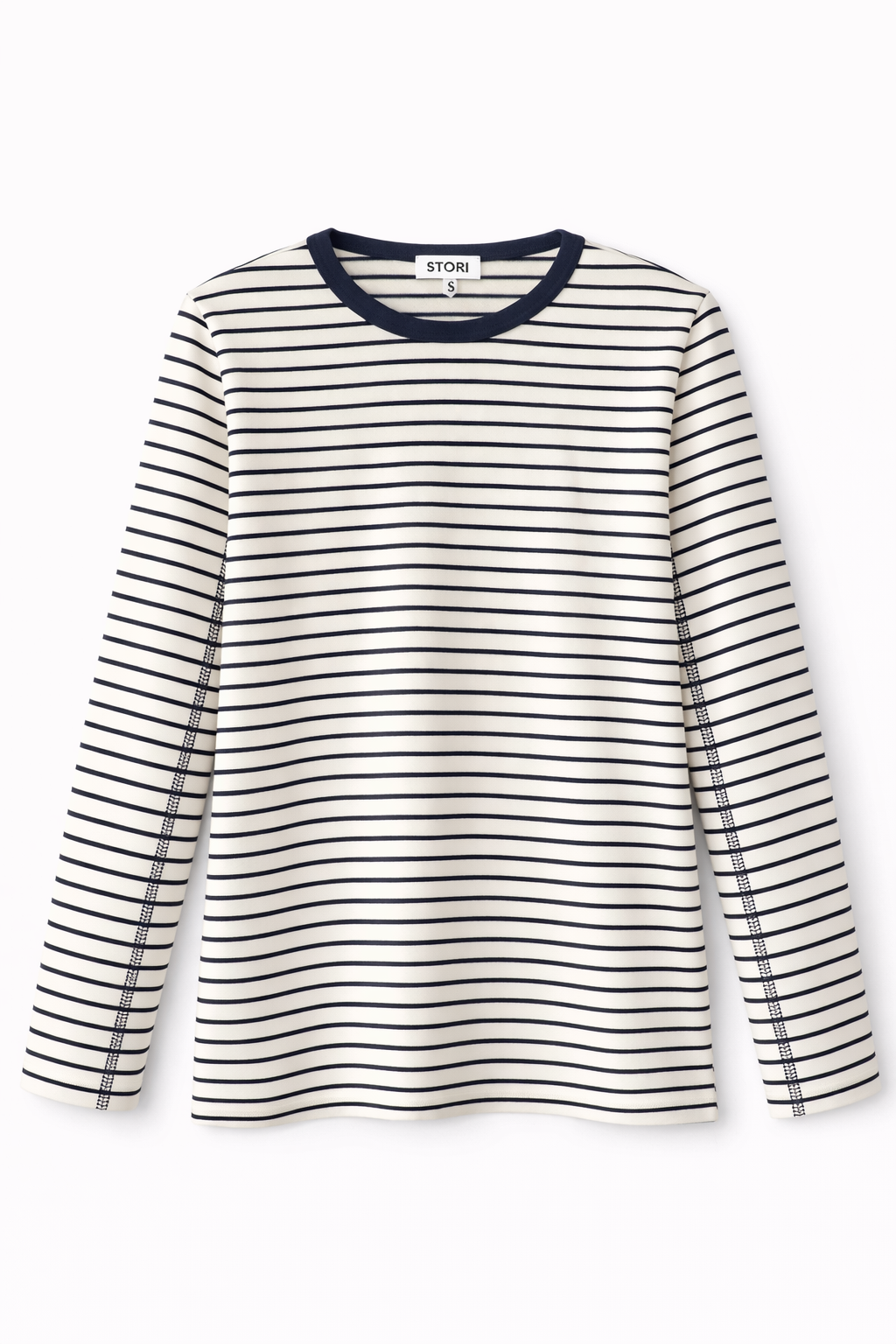STRIPED SEAMED DETAILED TEE