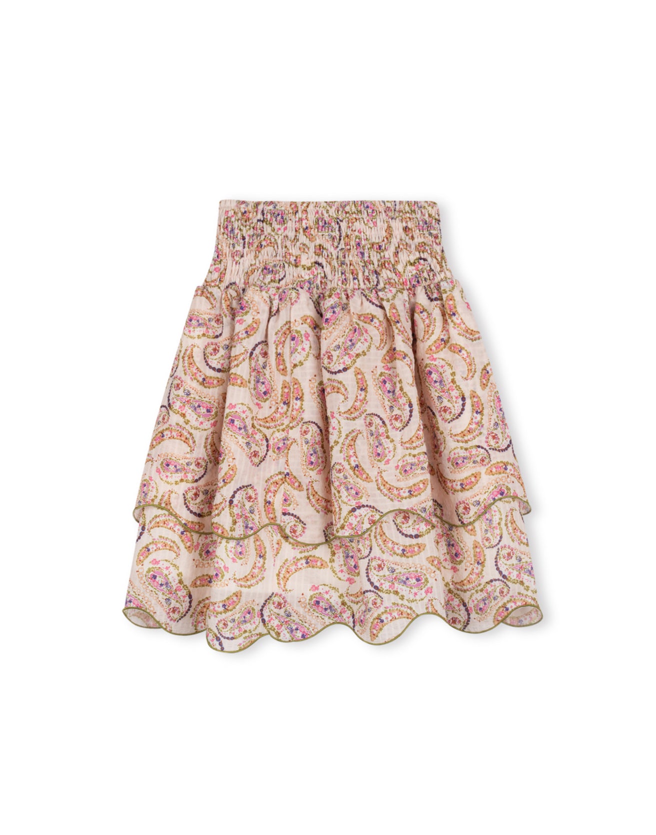 PAISLEY PRINT SCALLOP TRIM SKIRT