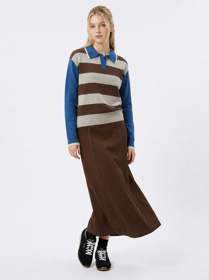 TEEN STRIPE KNIT LOOSE TOP