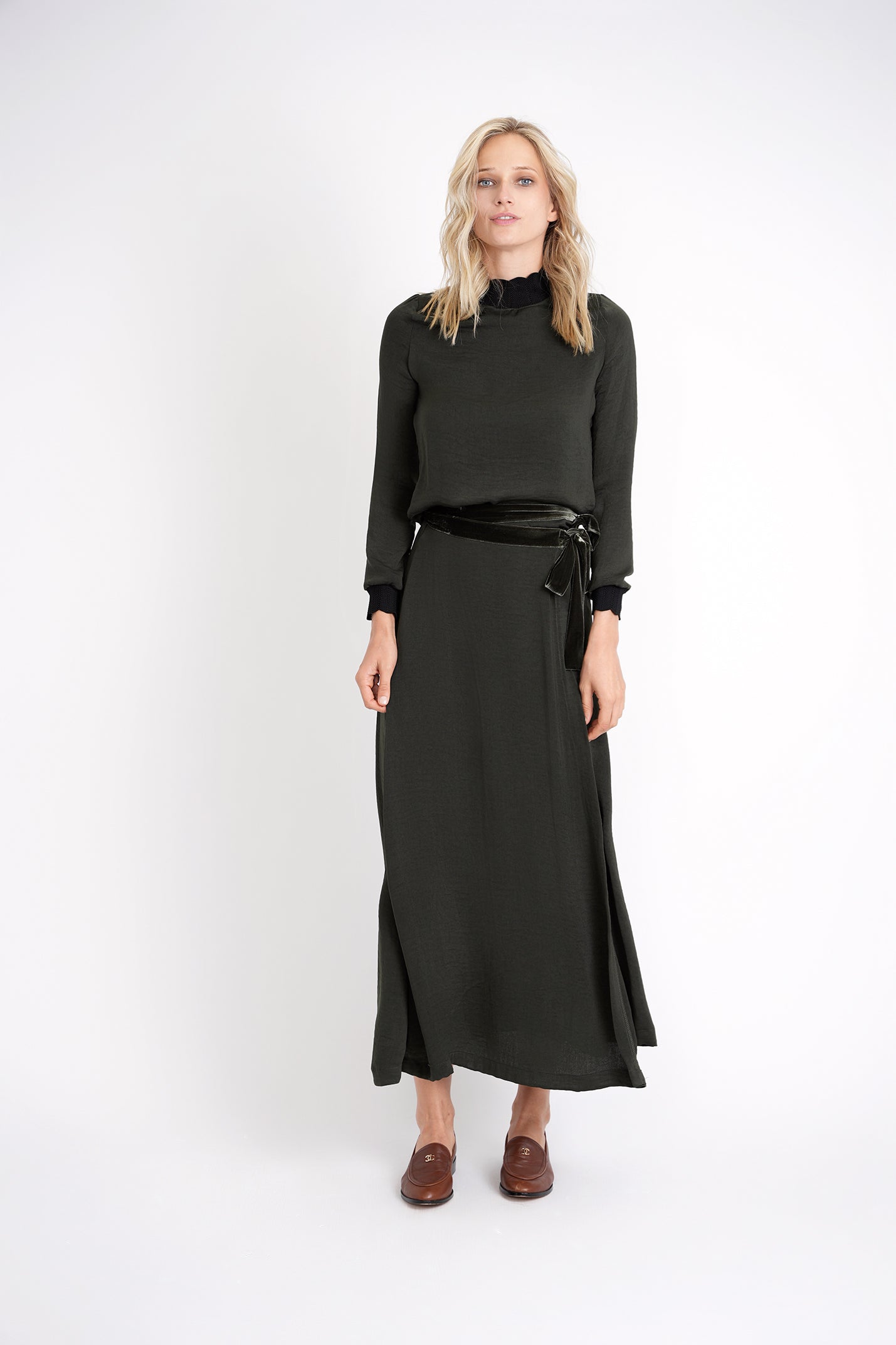 OLIVE WRAP SKIRT