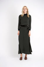 Load image into Gallery viewer, OLIVE WRAP SKIRT
