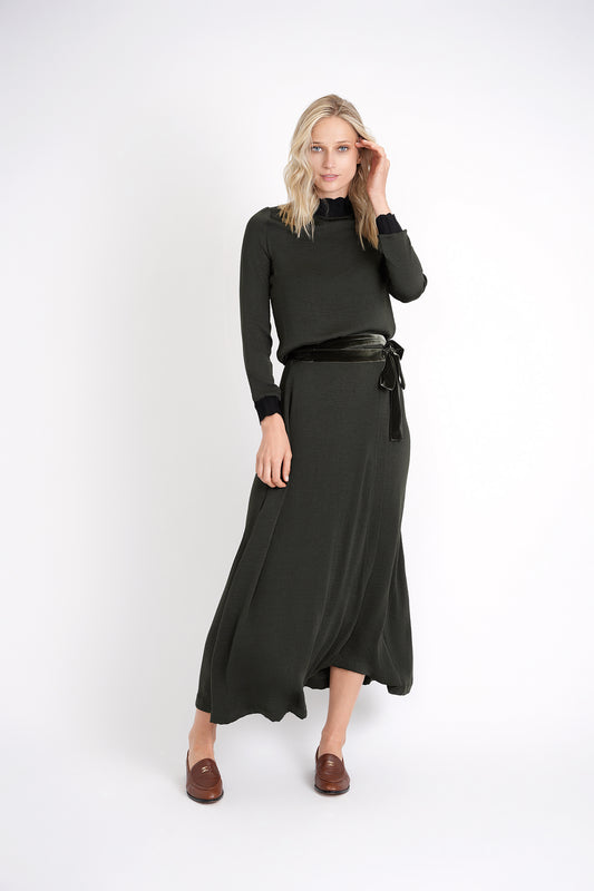 OLIVE WRAP SKIRT