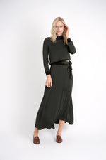 Load image into Gallery viewer, OLIVE WRAP SKIRT
