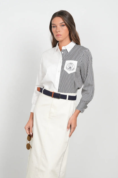 POINT HALF STRIPPED BUTTON UP