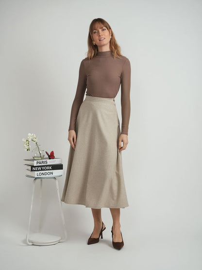 WOOL SIDE BUTTON SKIRT