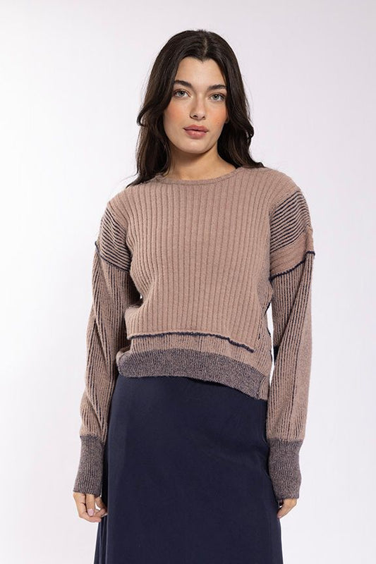 RIBBED PATCHWORK SWEATER