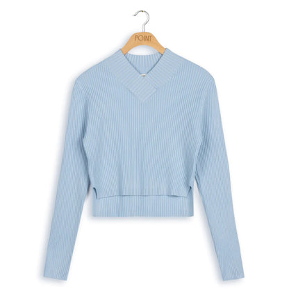 POINT V-NECK CROPPED SWEATER