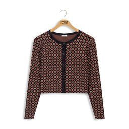 POINT CROPPED JACQUARD CARDI