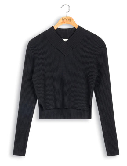 POINT V-NECK CROPPED SWEATER