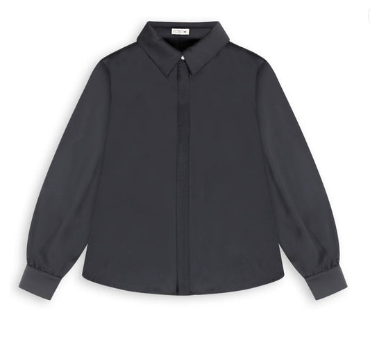 POINT SOLID SATIN BLOUSE