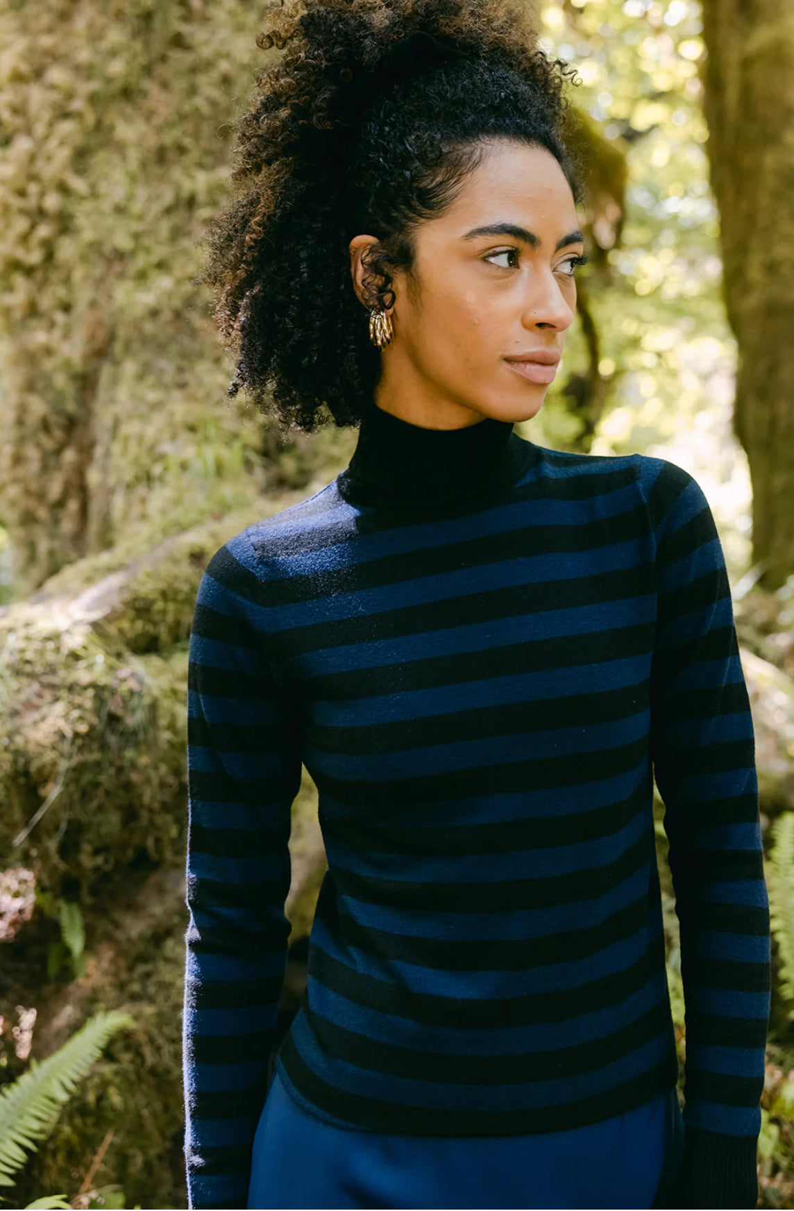 POINT STRIPED TURTLENECK