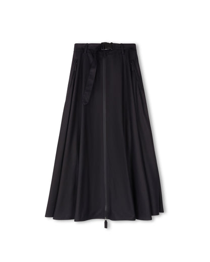 WOOL ZIPPER BUCKLE DOWN SKIRT