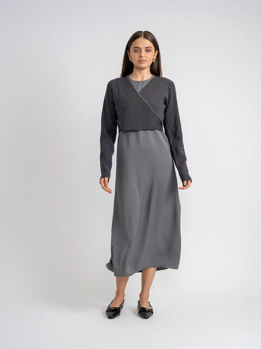 CROSSOVER RIBBED CARDIGAN