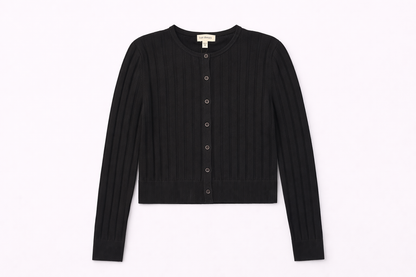 BASIC RIBBED KNIT CARDIGAN