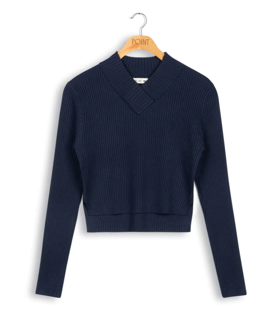 POINT V-NECK CROPPED SWEATER