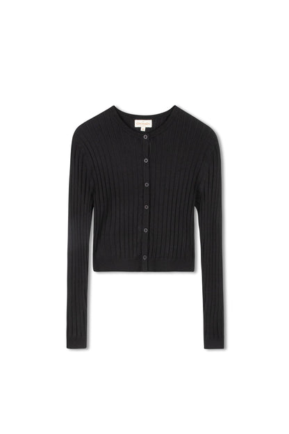 CINNAMON CLASSIC CROP RIBBED CARDI