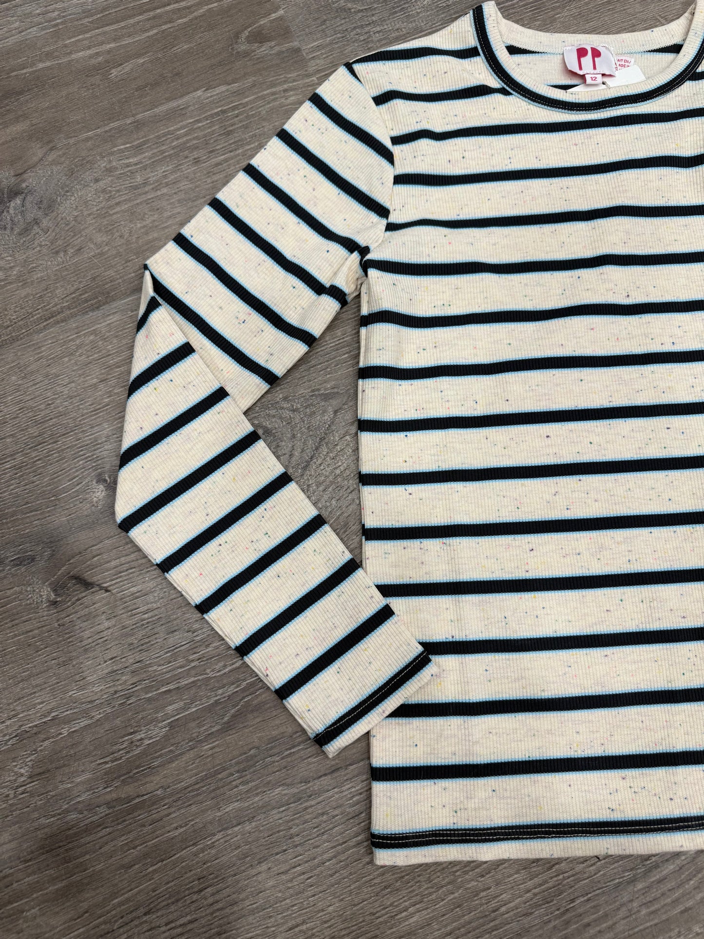 RIBBED STRIPED DOTTED TEE