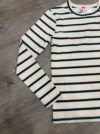 RIBBED STRIPED DOTTED TEE