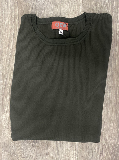 RIBBED CREW NECK TOP