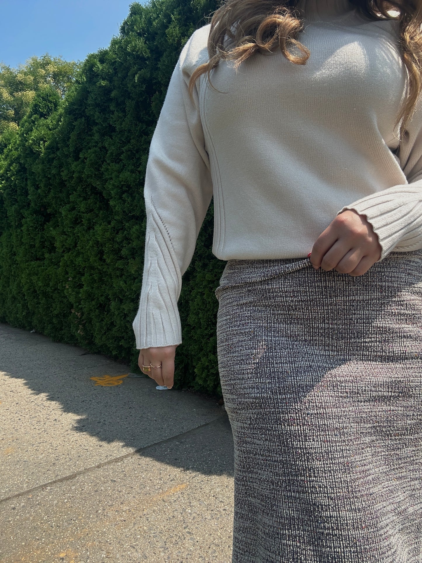 A LINE TWEED SKIRT