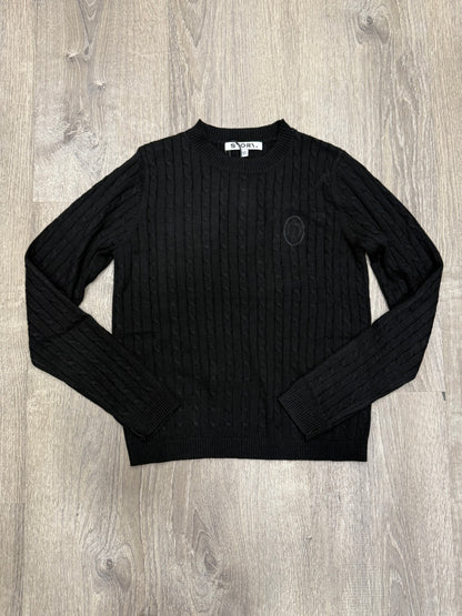 CREST DETAILED CABLE KNIT SWEATER