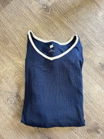 Load image into Gallery viewer, Riff V-Neck Tee Striped and Trimming
