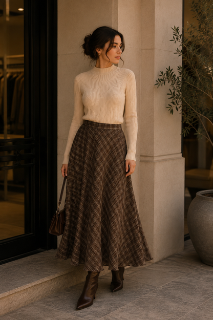 RIB DESIGN KNIT MOCK NECK TOP