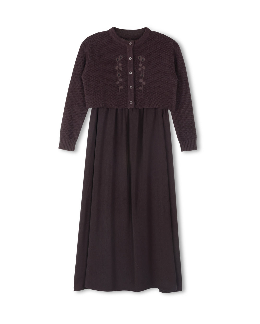 MAXI ROBE  WITH EMBROIDERED CARDIGAN