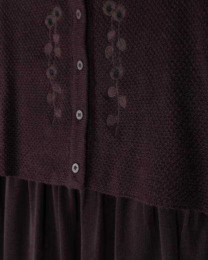 MAXI ROBE  WITH EMBROIDERED CARDIGAN