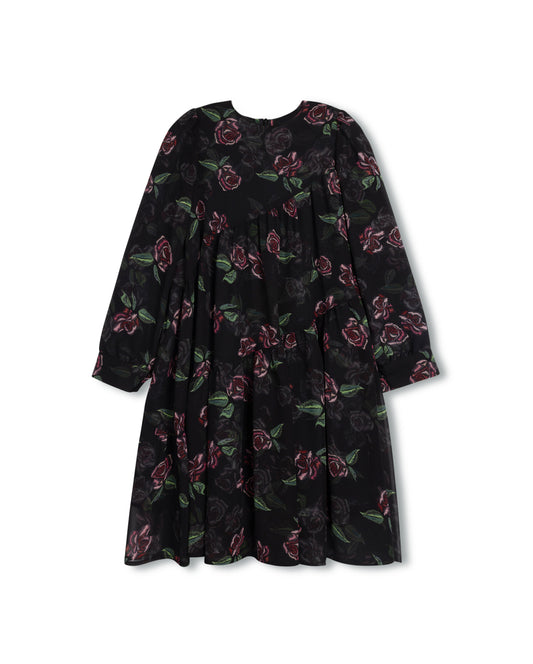 PRINTED SHEAR SIDE TIERED DRESS