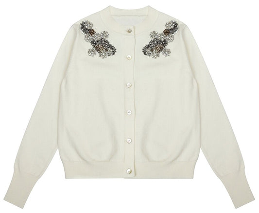 MILLIE BEADED SHOULDER CARDIGAN