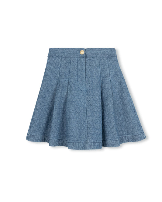 PUFFED DENIM A-LINE SKIRT
