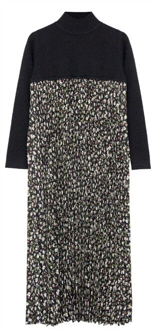 PRINTED PLEATED MAXI ROBE
