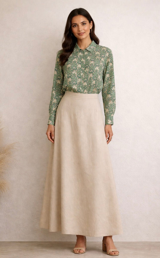 MAXI A-LINE LINEN SKIRT