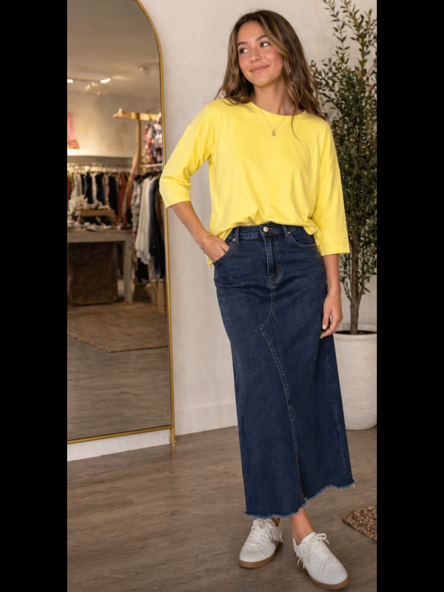 A-LINE DENIM MAXI SKIRT