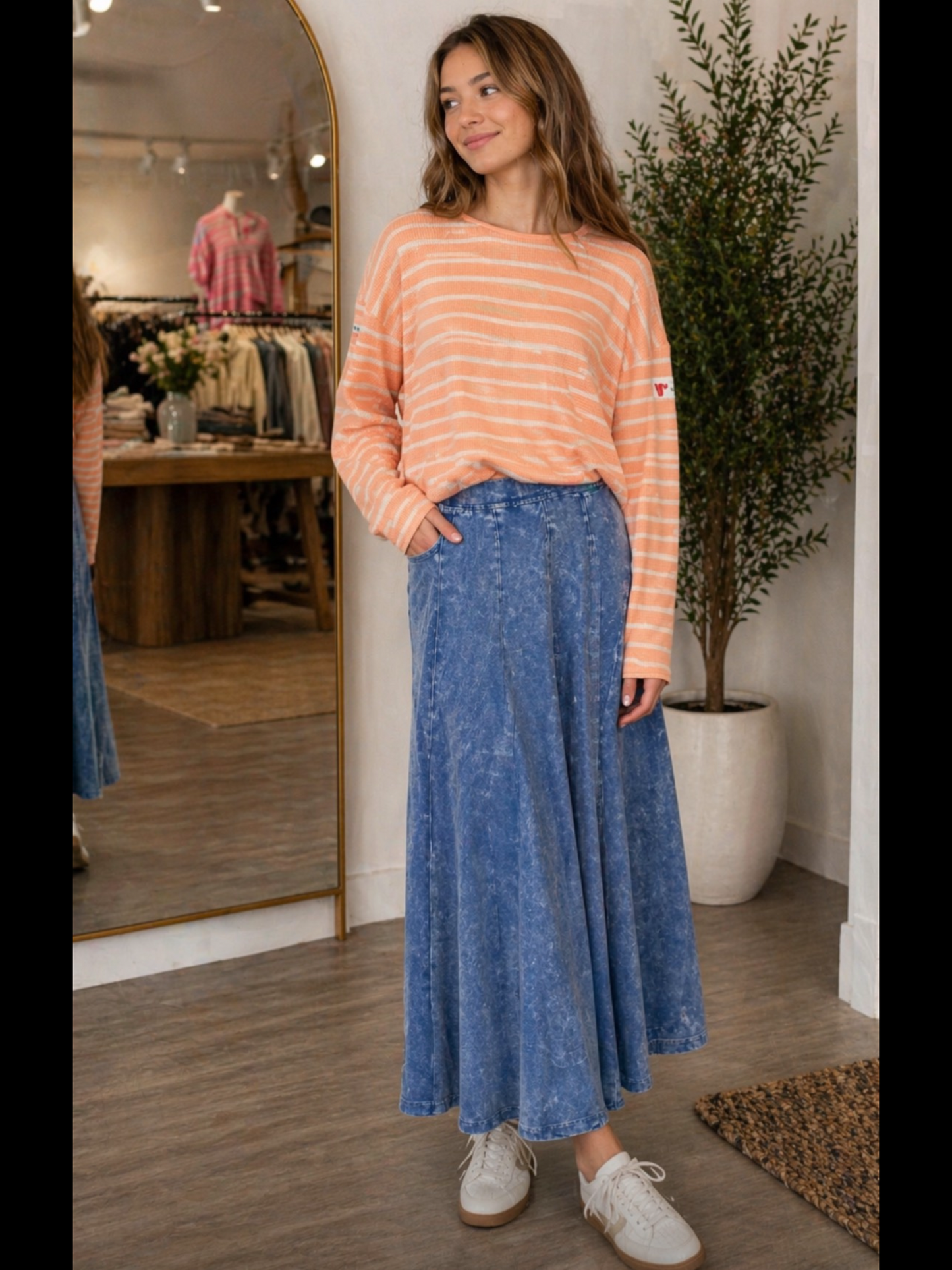GIRLS WASHED PANELED SKIRT