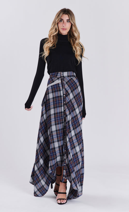 PLAID HANDKERCHIEF SKIRT