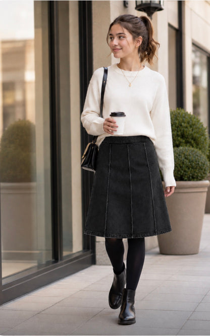 DENIM SHORT PANEL SKIRT