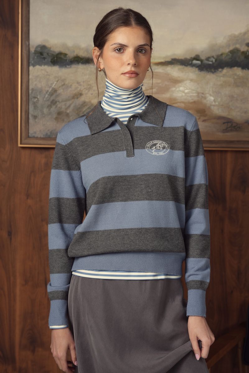 POINT KNIT POLO SWEATER