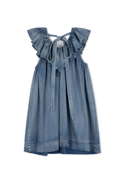 DENIM RUFFLE COLLAR JUMPER