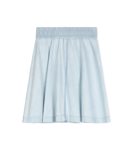 CHAMBRAY DENIM FLARE SKIRT