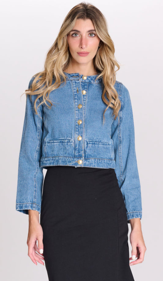 DENIM BUTTON DOWN JACKET